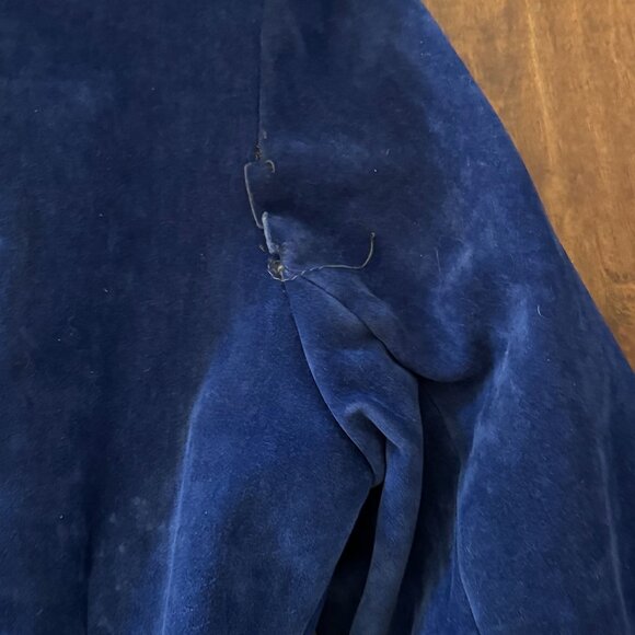 Vintage Bohemian Penny Lane Embroidered Blue Suede Long Coat - Picture 8 of 8